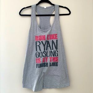 Grey graphic racerback tank “Run like Ryan gosling is at the finish line”